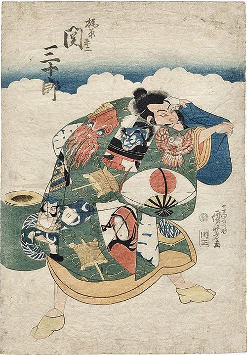 KUNIYOSHI, Hana ni Tori Sakigake Soga, 1832