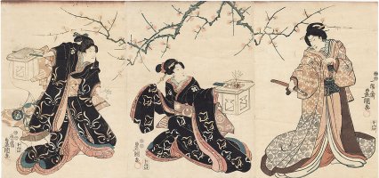 KUNISADA, "Beauties beneath a Plum
                            Tree"